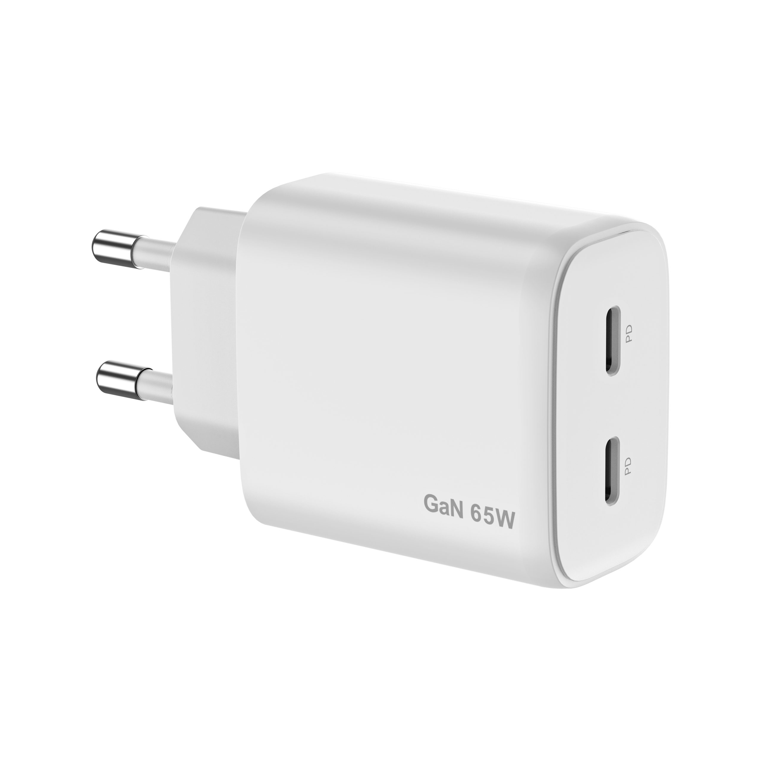 65W 2C Dual Type C Ports Ultra-thin GaN charger with EU, KC plug ...